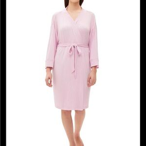 Gap Body Long Sleeve Ribbed Belted Robe Butterfly Pink Size XL NWT